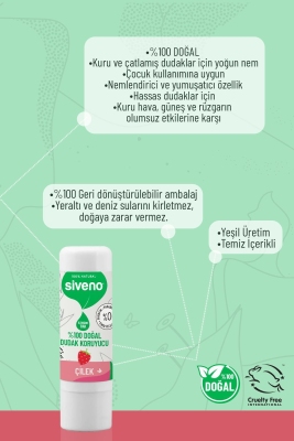 Siveno Doğal Dudak Koruyucu Çilek 6 gr - 8