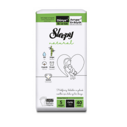 Sleepy Natural 2 li Jumbo Bebek Bezi Junior 5 Numara 40 Adet 11-18 Kg - Sleepy