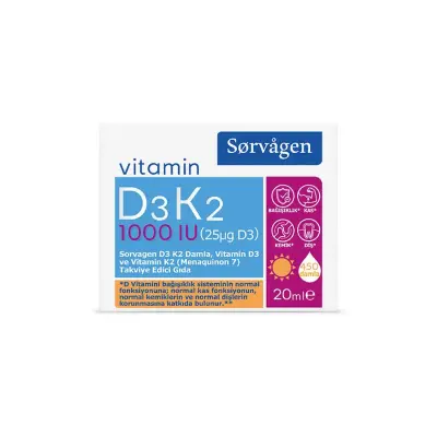 Sorvagen Vitamin D3K2 1000 IU Damla 20 ml - Sorvagen