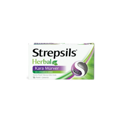 Strepsils Herbal Kara Mürver +C Vitamini İçeren Takviye Edici Gıda 16 Pastil - 2