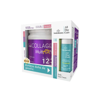 Suda Collagen Double Beauty Multiform Toz Kavanoz 300 gr + Suda Beauty Yüz Kremi 50 ml Hediye - 1