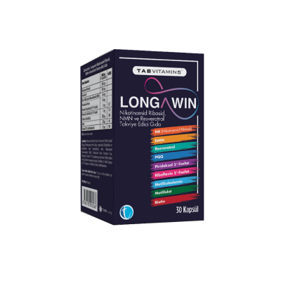 Tab Vitamins Longawin Nikotinamid Ribosid, NMN ve Resveratrol İçeren Takviye Edici Gıda 30 Kapsül - 1