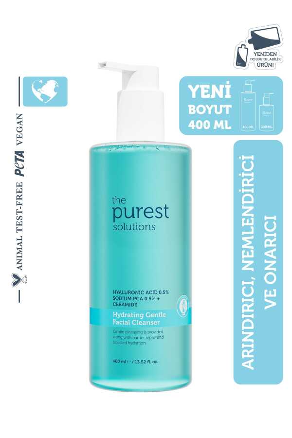 The Purest Solutions Kuru ve Karma Ciltler İçin Nemlendirici Ve Bariyer Onarıcı Hyalüronik Asit Yüz Temizleme Jeli 400 ml -1