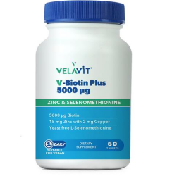 Velavit V-Biotin Plus 5000mcg Takviye Edici Gıda 60 Tablet - Velavit