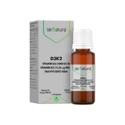 Venatura Vitamin D3 (1000 IU) ve Vitamin K2 (11,25 Ug MK-7) 20 ml - VeNatura