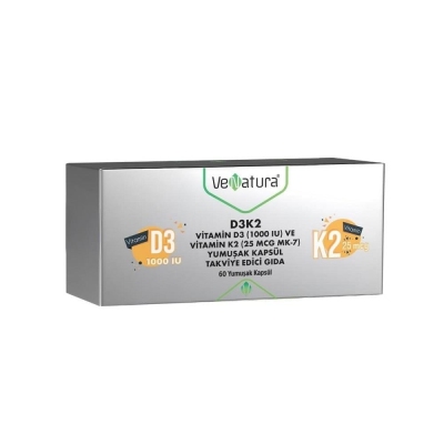 VeNatura Vitamin D3 ve Vitamin K2 60 Yumuşak Kapsül - 1
