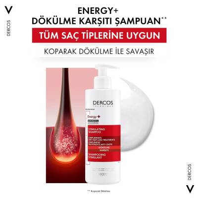 Vichy Dercos Energising Saç Dökülmesine Karşı Şampuan 400 ml - 3