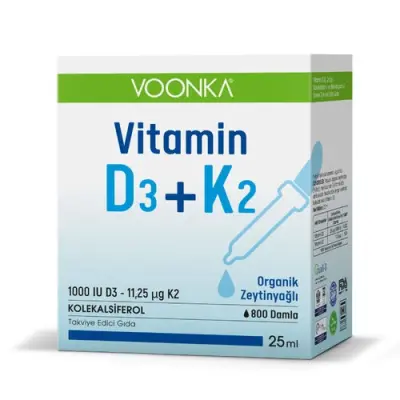 Voonka Vitamin D3+ K2 Takviye Edici Gıda 25 ml - 1