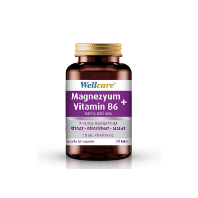 Wellcare Magnezyum+Vitamin B6 Takviye Edici Gıda 30 Tablet - 1