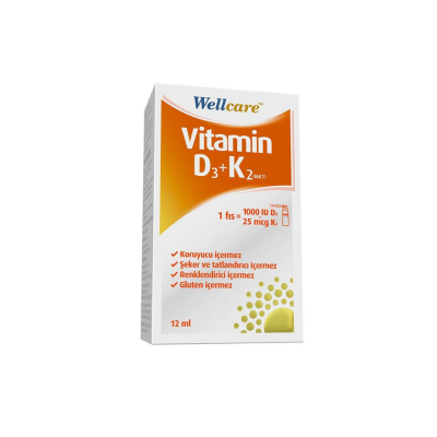 Wellcare Vitamin D3+K2 Sprey 12 ml - 1