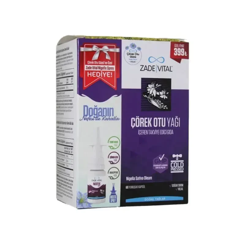 Zade Vital Çörek Otu Yağı 60 Kapsül + Nigefix Sprey 10 ml Avantajlı Paket -1