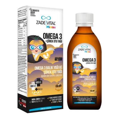 Zade Vital Miniza Omega 3 - Çörek Otu Yağı İçerikli Sıvı Takviye Edici Gıda 150 ml - 1
