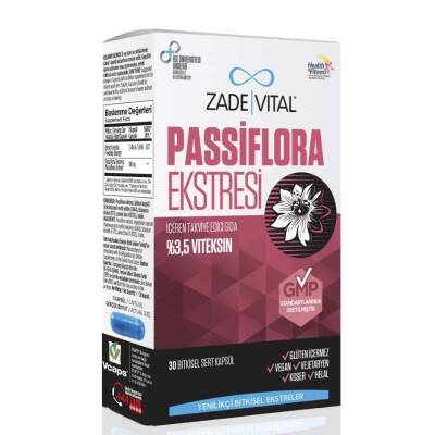 Zade Vital Passiflora Ekstresi İçeren Takviye Edici Gıda 30 Bitkisel Kapsül - 1